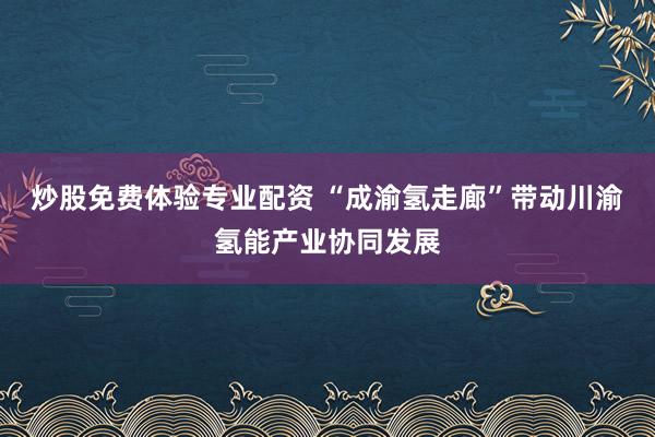 炒股免费体验专业配资 “成渝氢走廊”带动川渝氢能产业协同发展