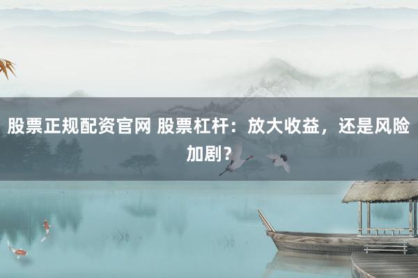 股票正规配资官网 股票杠杆：放大收益，还是风险加剧？
