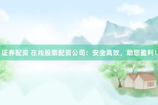 证券配资 在线股票配资公司：安全高效，助您盈利！