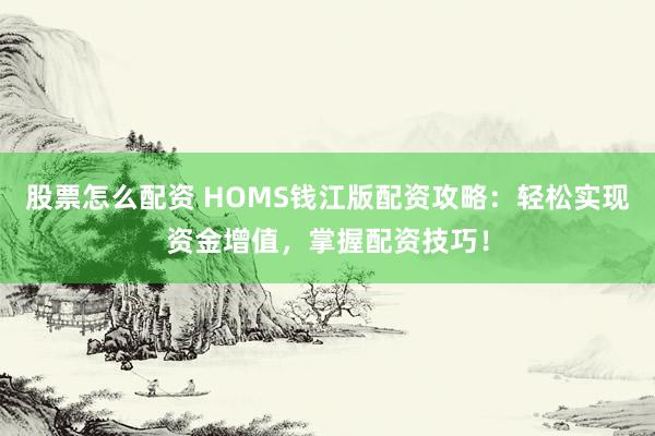 股票怎么配资 HOMS钱江版配资攻略：轻松实现资金增值，掌握配资技巧！