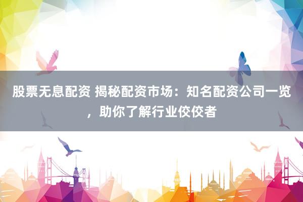 股票无息配资 揭秘配资市场：知名配资公司一览，助你了解行业佼佼者