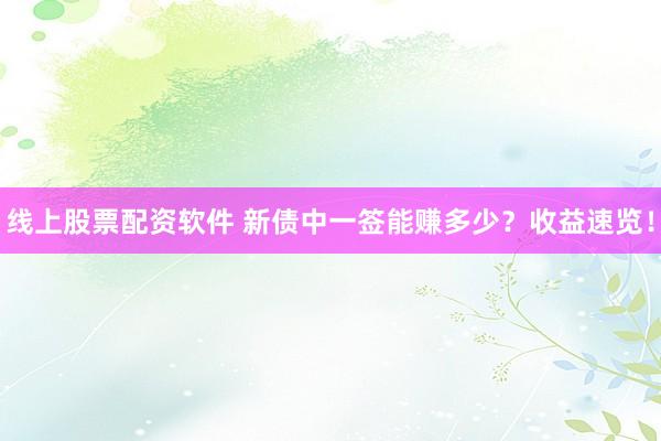 线上股票配资软件 新债中一签能赚多少？收益速览！