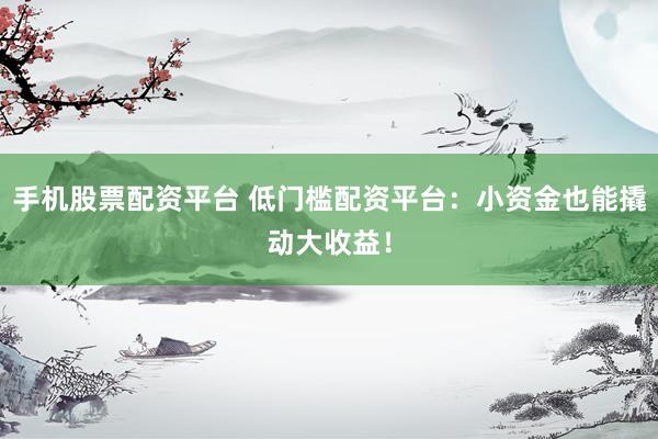 手机股票配资平台 低门槛配资平台：小资金也能撬动大收益！