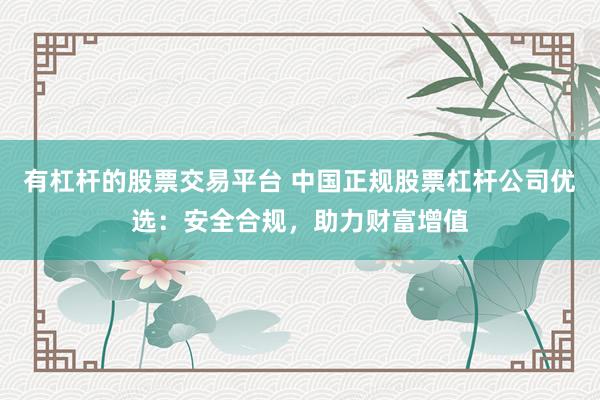 有杠杆的股票交易平台 中国正规股票杠杆公司优选：安全合规，助力财富增值