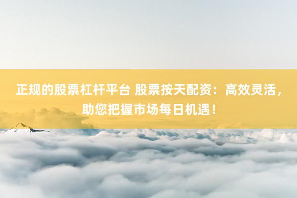 正规的股票杠杆平台 股票按天配资：高效灵活，助您把握市场每日机遇！
