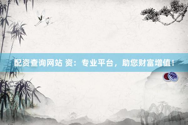 配资查询网站 资：专业平台，助您财富增值！