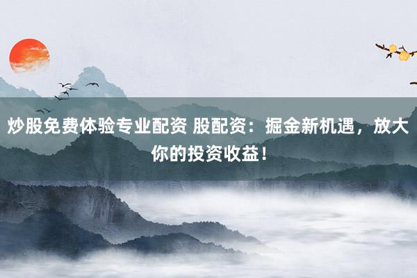 炒股免费体验专业配资 股配资：掘金新机遇，放大你的投资收益！