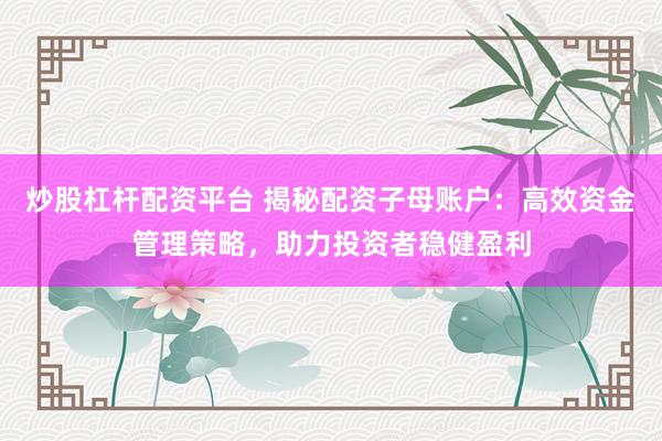炒股杠杆配资平台 揭秘配资子母账户:高效资金管理策略,助力投资者稳健盈利