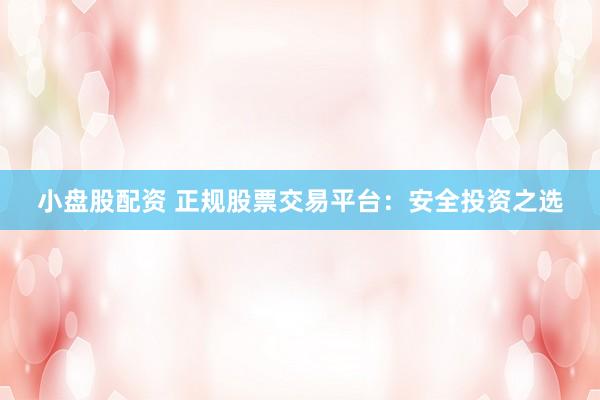 小盘股配资 正规股票交易平台:安全投资之选