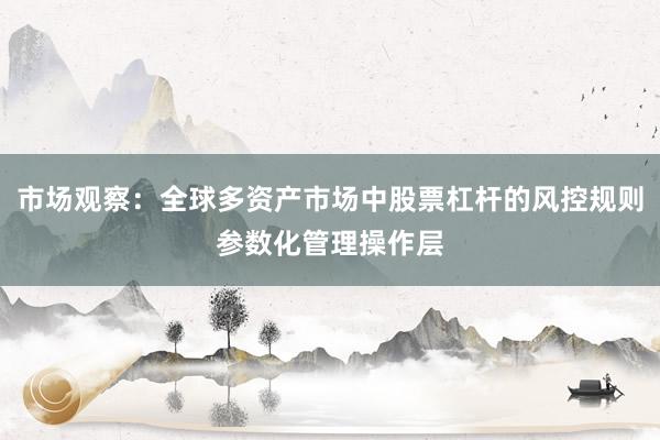 市场观察：全球多资产市场中股票杠杆的风控规则参数化管理操作层