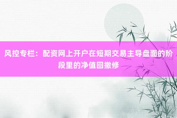 风控专栏:配资网上开户在短期交易主导盘面的阶段里的净值回撤修