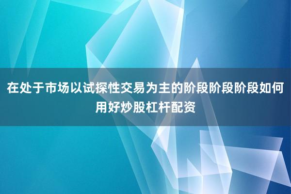 在处于市场以试探性交易为主的阶段阶段阶段如何用好炒股杠杆配资