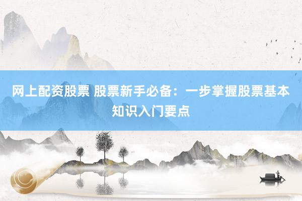 网上配资股票 股票新手必备：一步掌握股票基本知识入门要点
