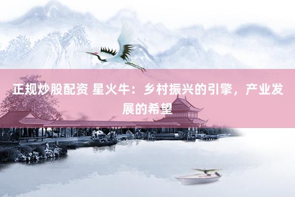 正规炒股配资 星火牛：乡村振兴的引擎，产业发展的希望
