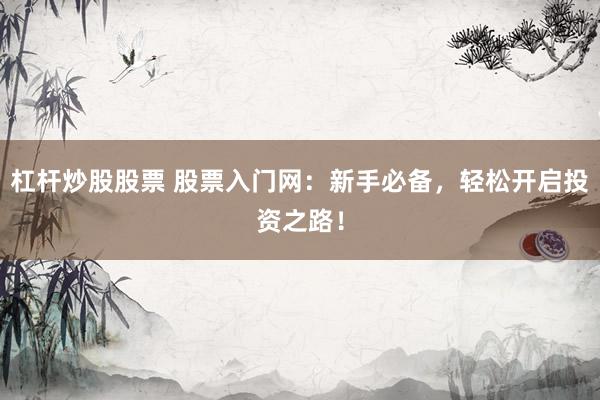杠杆炒股股票 股票入门网：新手必备，轻松开启投资之路！