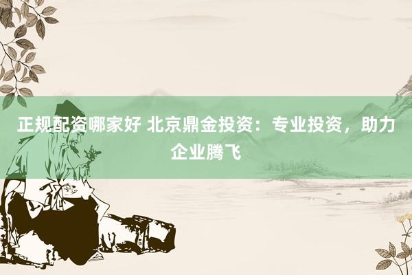 正规配资哪家好 北京鼎金投资：专业投资，助力企业腾飞