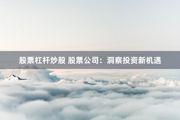 股票杠杆炒股 股票公司:洞察投资新机遇